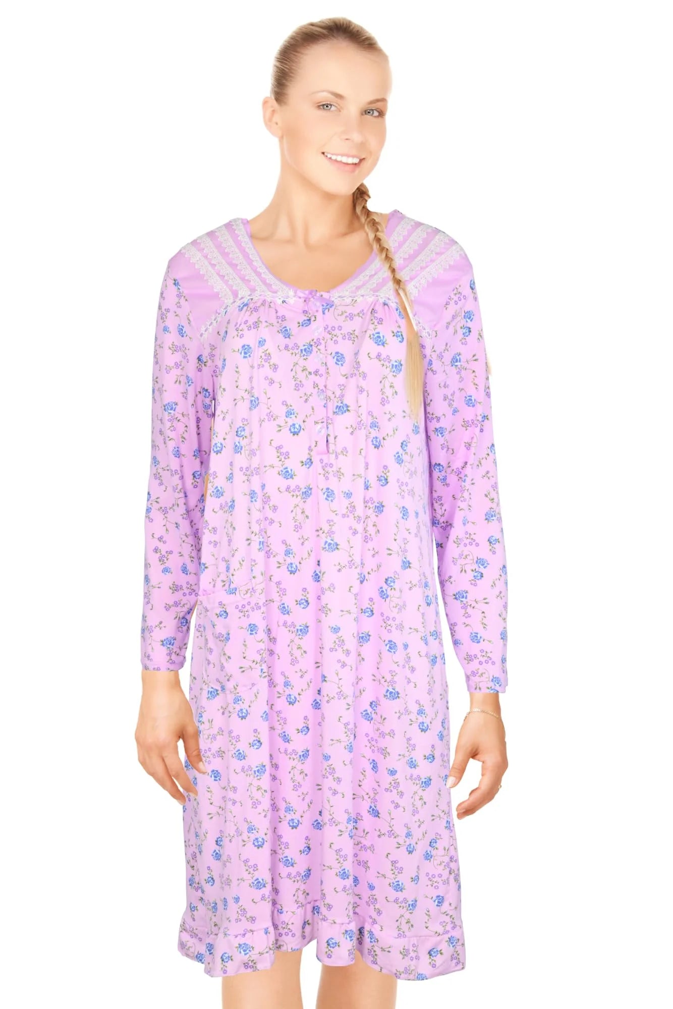 JEFFRICO Womens Long Sleeve Nightgowns Sleepwear Soft Pajama Dress Nightshirts