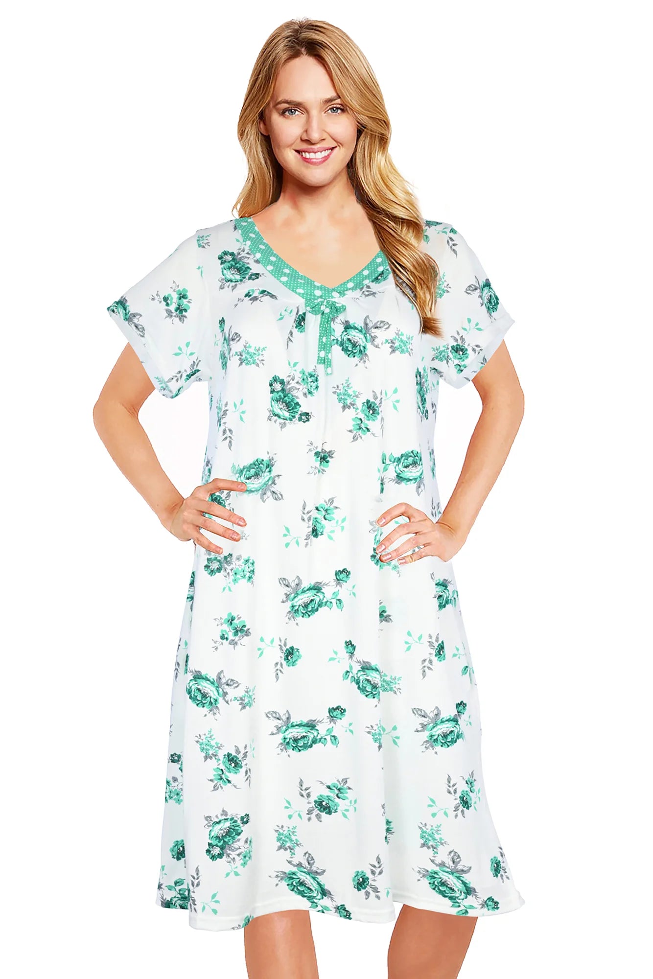 JEFFRICO Womens Nightgowns Short Sleeve Sleepwear Soft Pajama Dress Nightshirts