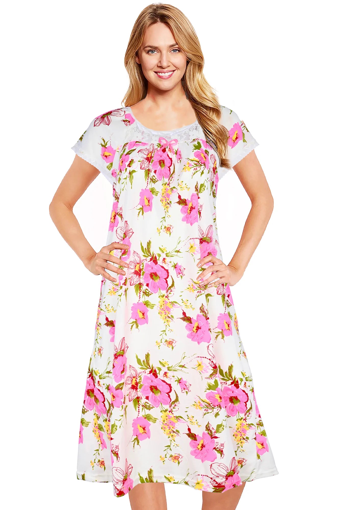 JEFFRICO Womens Nightgowns Short Sleeve Sleepwear Soft Pajama Dress Nightshirts