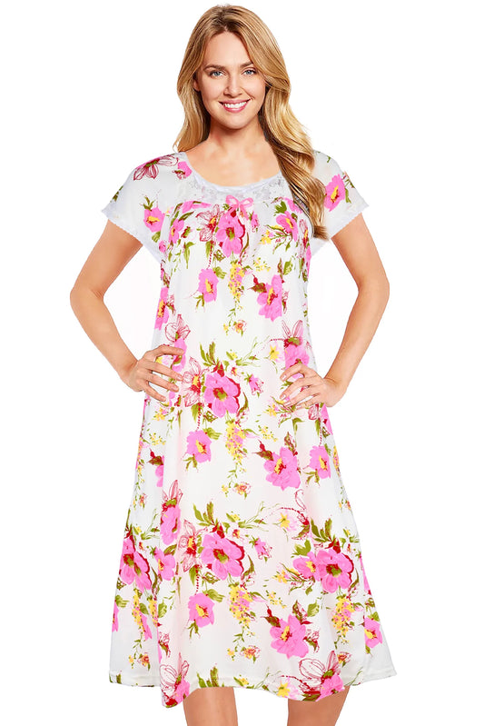 JEFFRICO Womens Nightgowns Short Sleeve Sleepwear Soft Pajama Dress Nightshirts