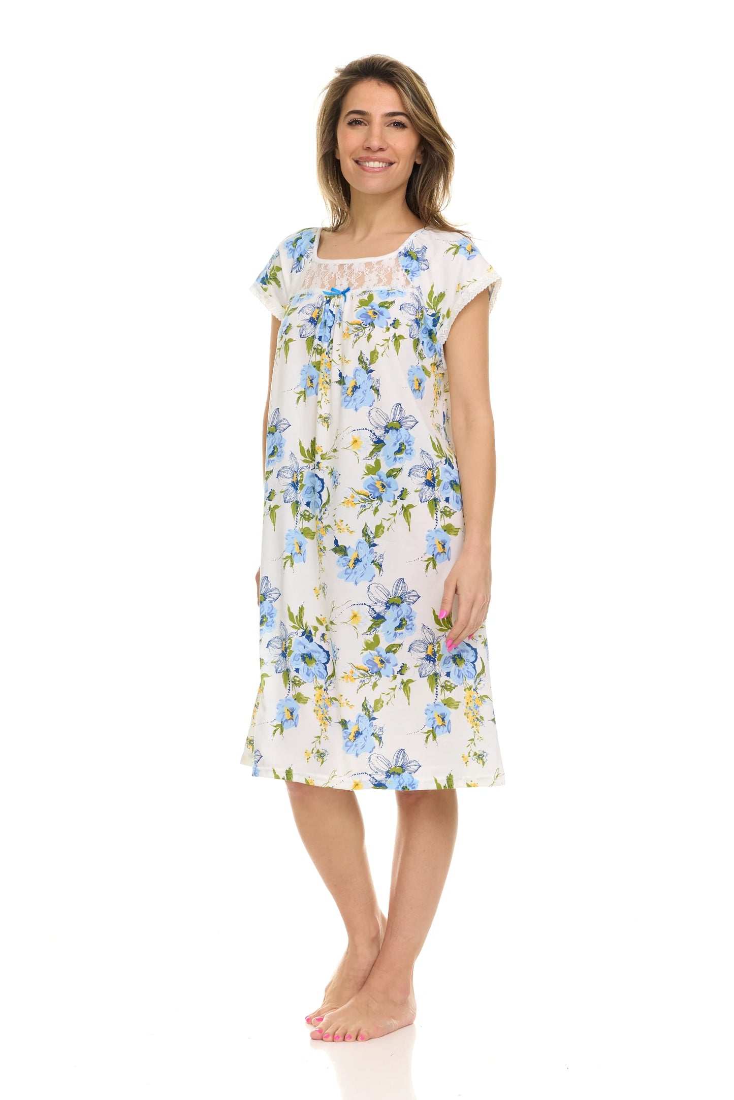 JEFFRICO Womens Nightgowns Short Sleeve Sleepwear Soft Pajama Dress Nightshirts