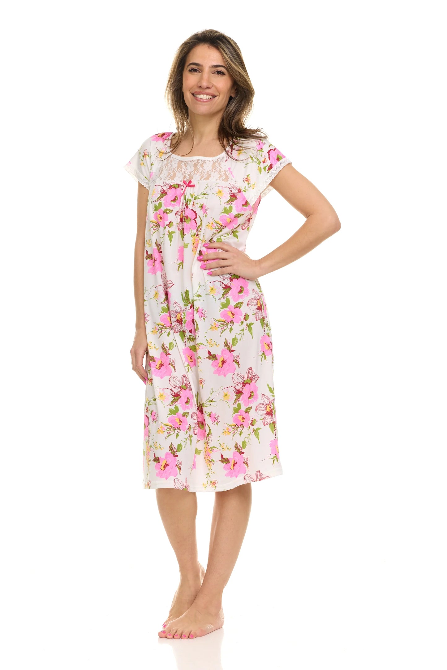 JEFFRICO Womens Nightgowns Short Sleeve Sleepwear Soft Pajama Dress Nightshirts