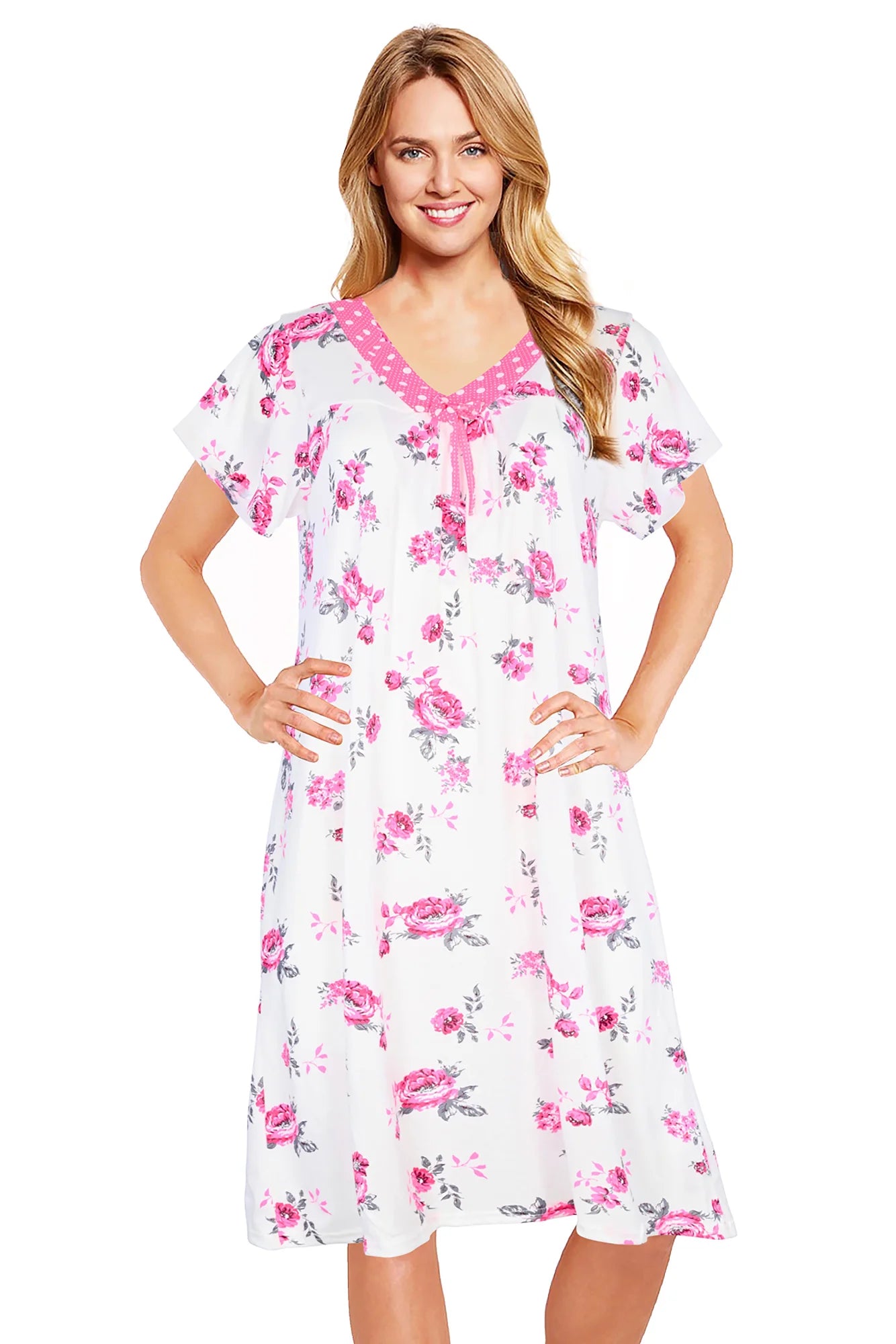 JEFFRICO Womens Nightgowns Short Sleeve Sleepwear Soft Pajama Dress Nightshirts