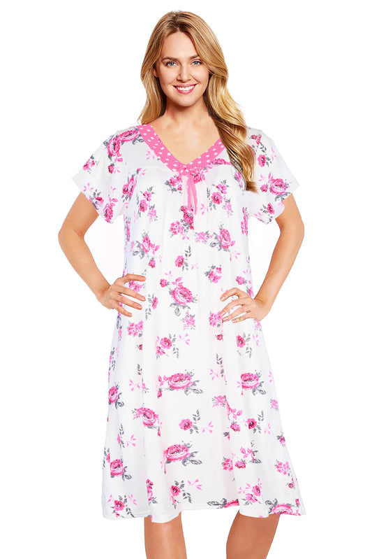 JEFFRICO Womens Nightgowns Short Sleeve Sleepwear Soft Pajama Dress Nightshirts