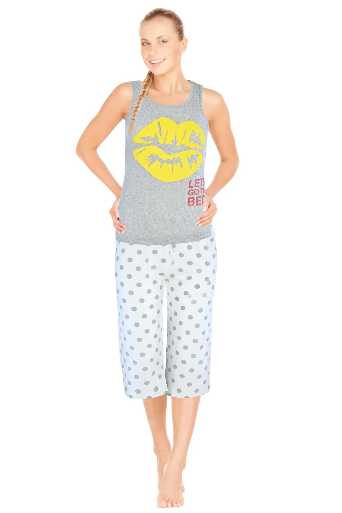 JEFFRICO Pajamas For Women Capri Set Sleepwear Soft Pajamas Short Sleeve Pajama Sleepshirt With Capri Pants