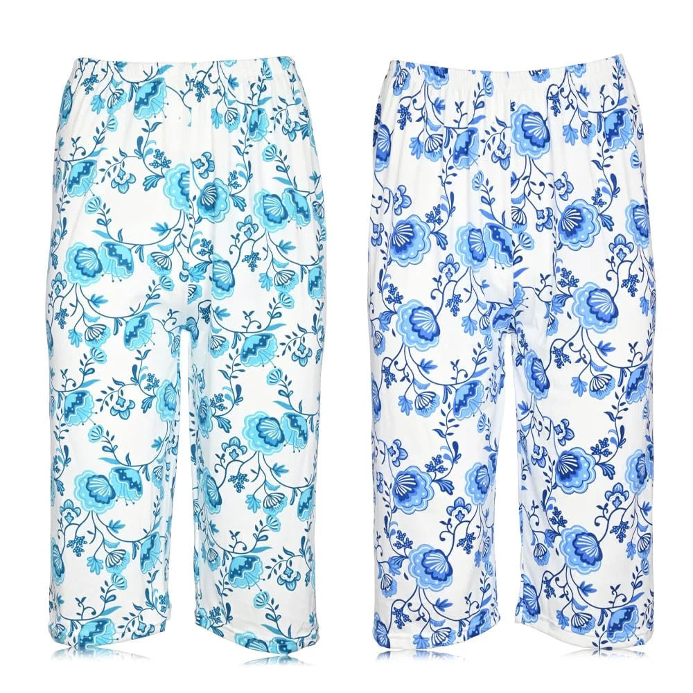 JEFFRICO Pajamas For Women 2 Pack Capri Set Sleepwear Soft Pajamas Short Sleeve Pajamas Sleepshirt With Capri Pants