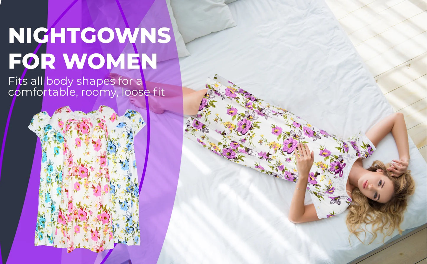 JEFFRICO Womens Nightgowns Short Sleeve Sleepwear Soft Pajama Dress Nightshirts