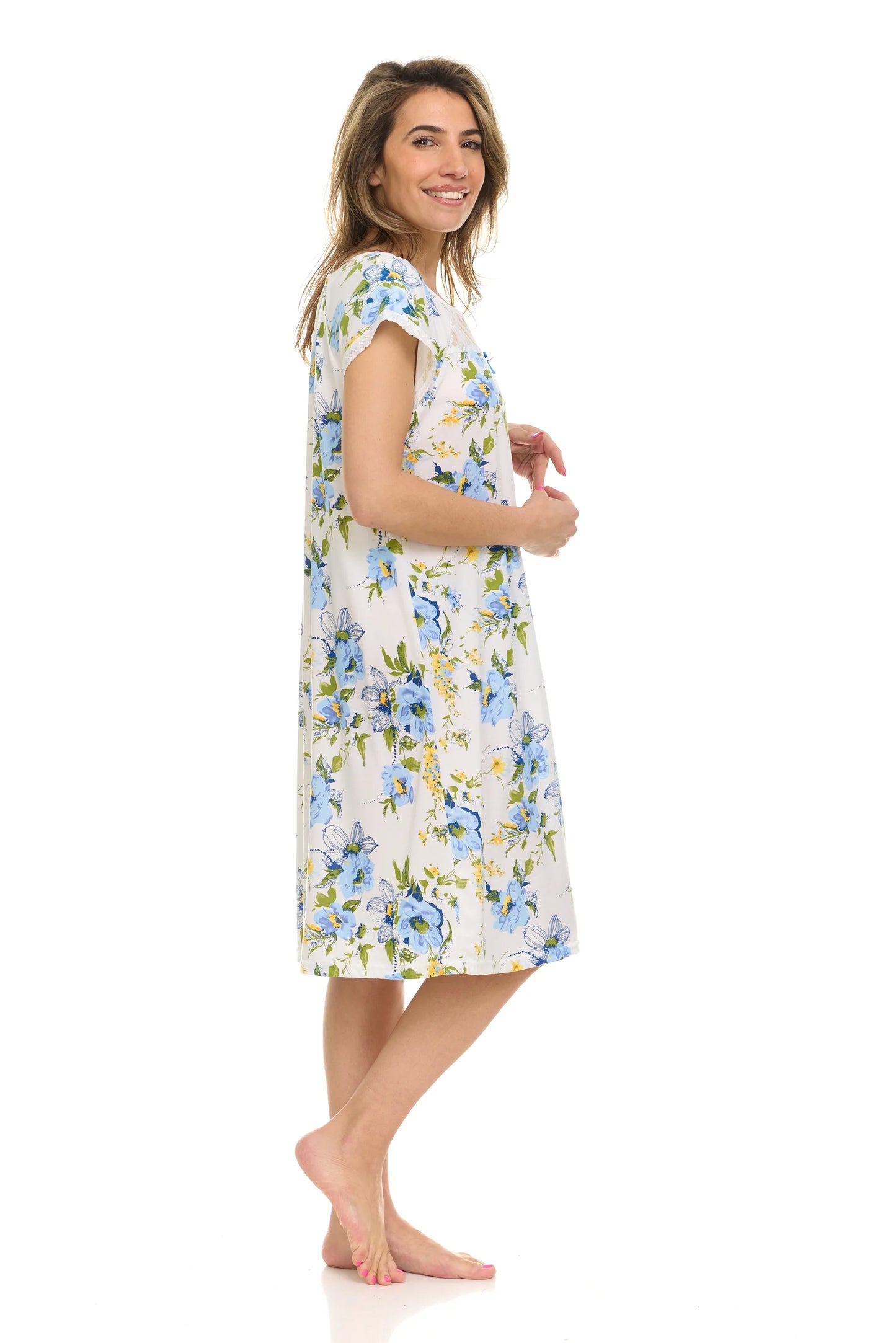 JEFFRICO Womens Nightgowns Short Sleeve Sleepwear Soft Pajama Dress Nightshirts