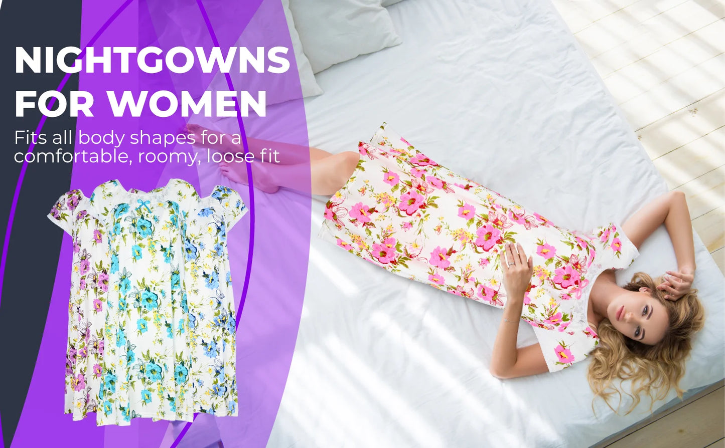 JEFFRICO Womens Nightgowns Short Sleeve Sleepwear Soft Pajama Dress Nightshirts