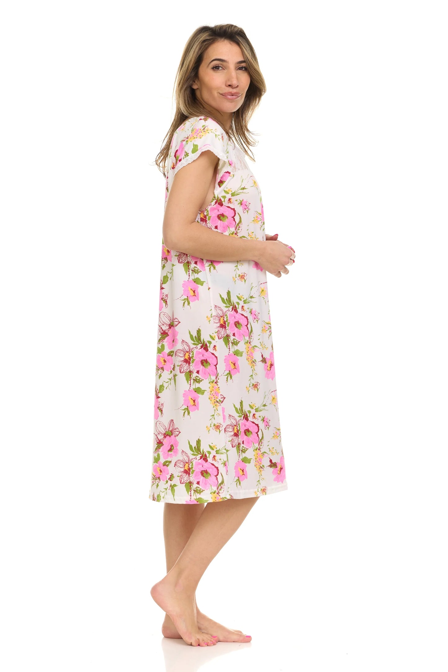 JEFFRICO Womens Nightgowns Short Sleeve Sleepwear Soft Pajama Dress Nightshirts