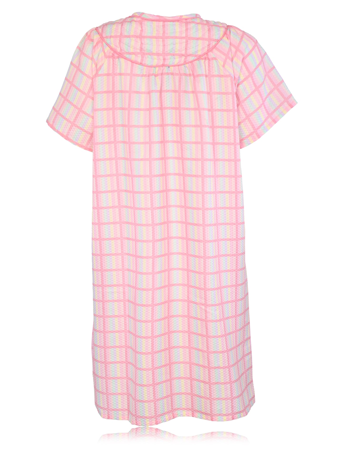 JEFFRICO House Dresses for Women with Pockets - Lightweight Breathable Short Sleeve Muumuu & Nightgowns - Snap Front Housecoat and Dusters for Women