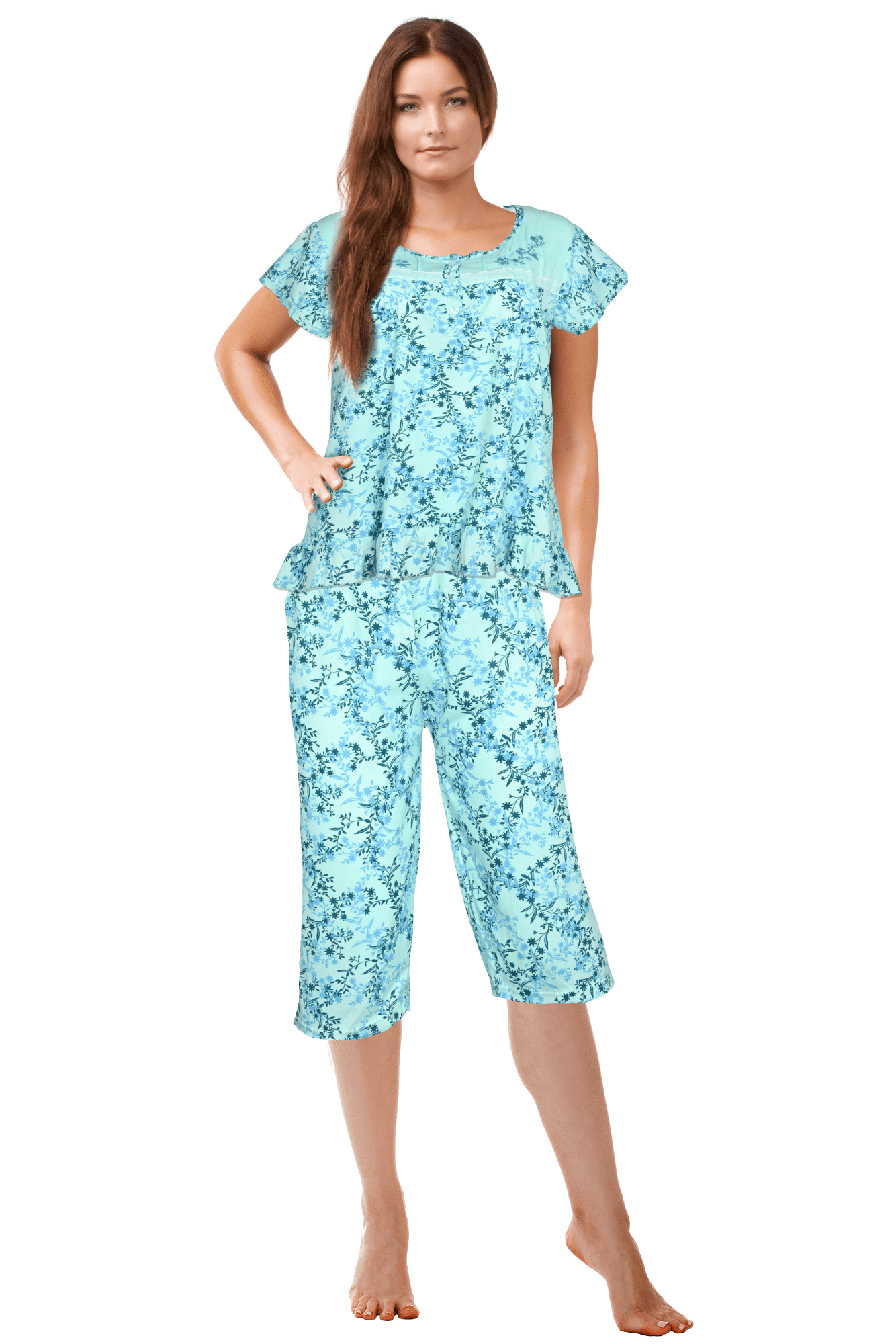 JEFFRICO Womens Pajamas For Women Capri Set Sleepwear Soft Pajamas