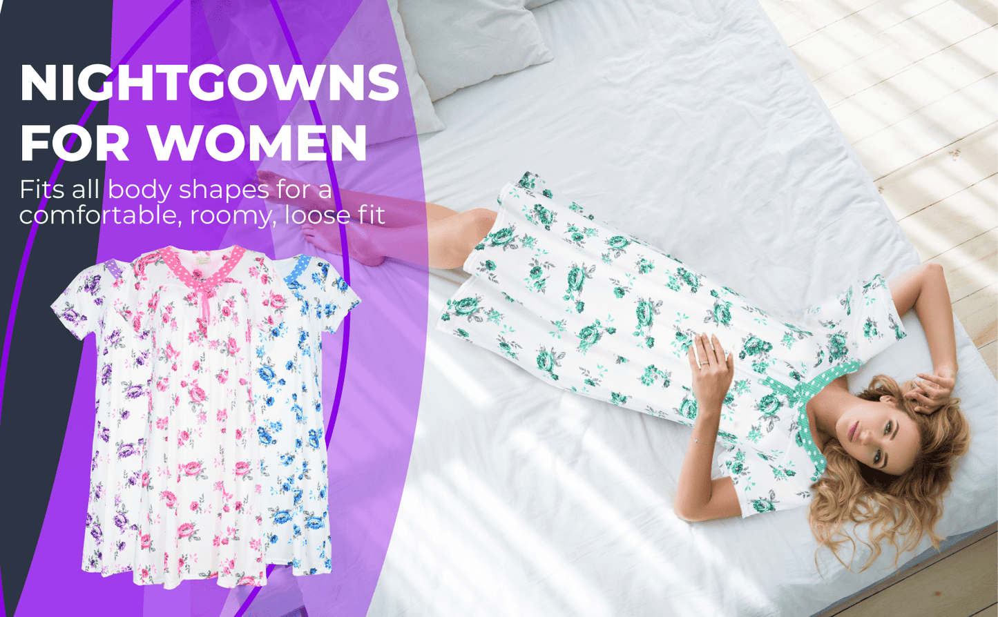 JEFFRICO Womens Nightgowns Short Sleeve Sleepwear Soft Pajama Dress Nightshirts