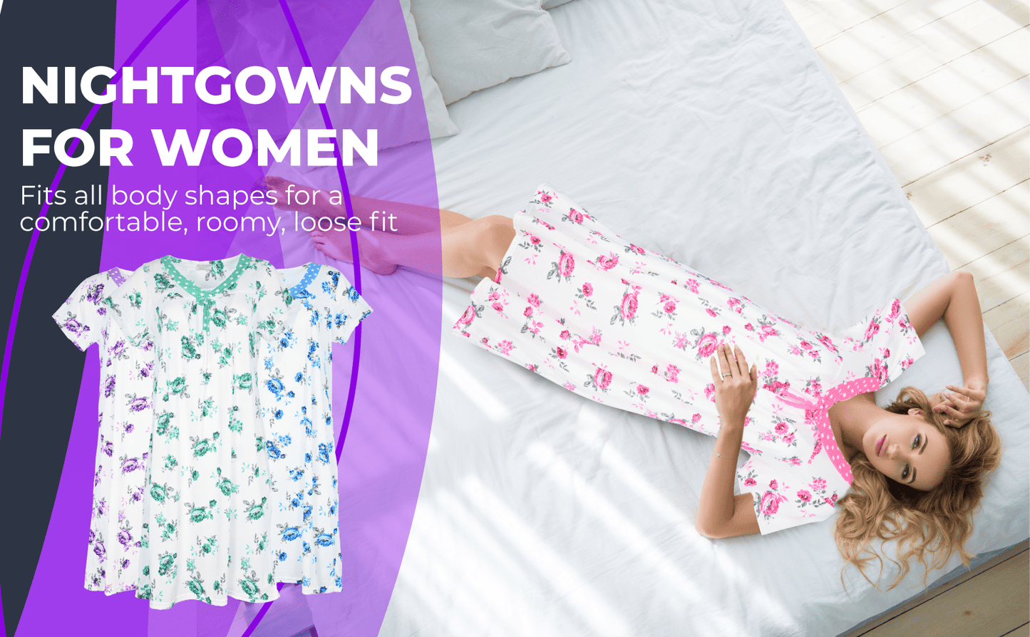 JEFFRICO Womens Nightgowns Short Sleeve Sleepwear Soft Pajama Dress Nightshirts