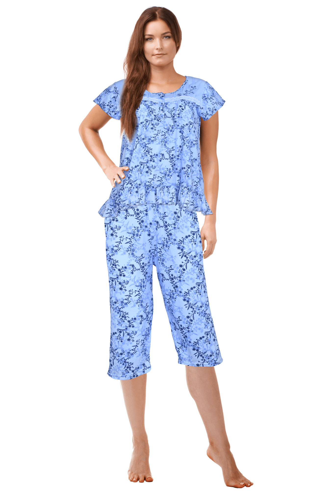 JEFFRICO Womens Pajamas For Women Capri Set Sleepwear Soft Pajamas
