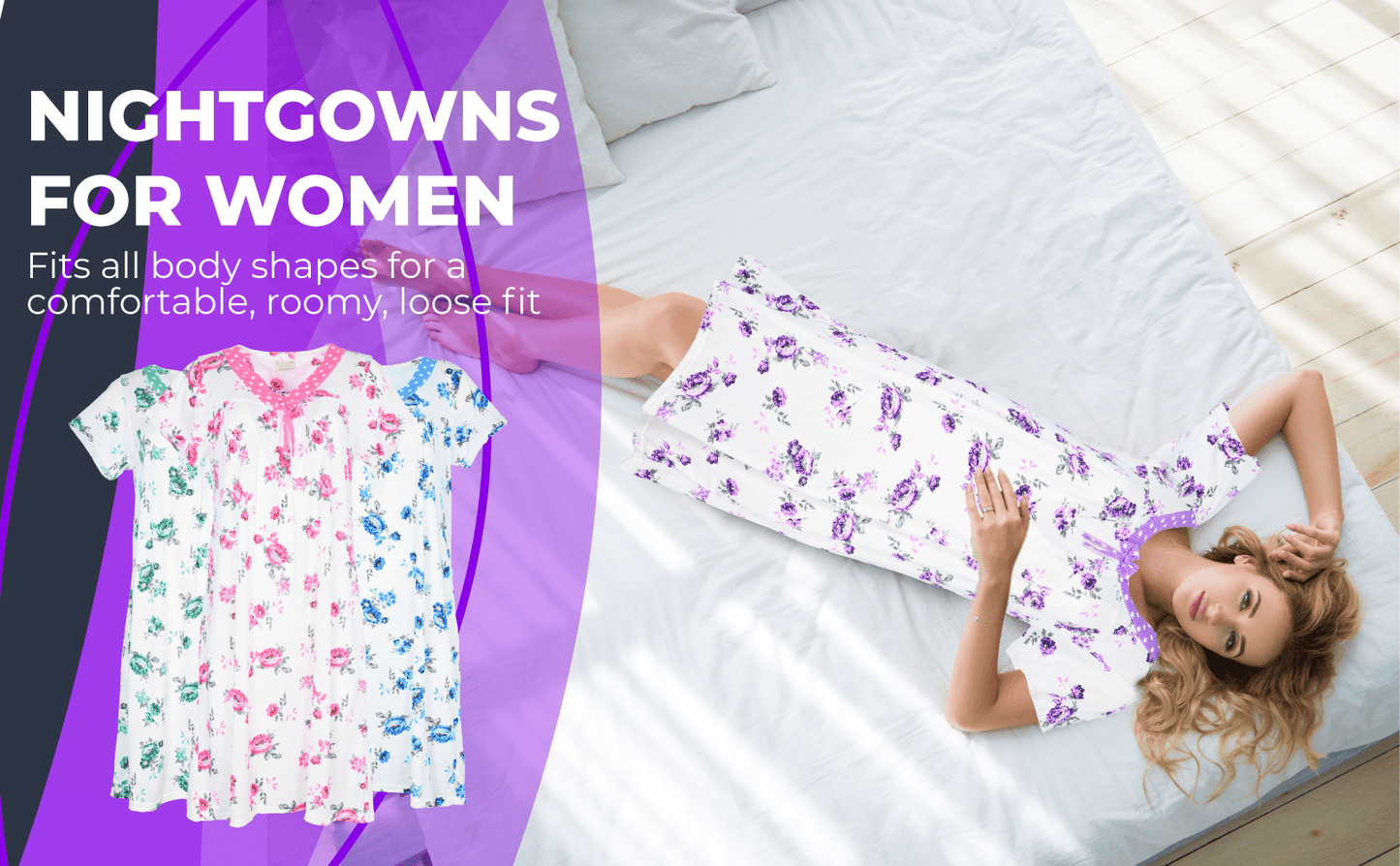JEFFRICO Womens Nightgowns Short Sleeve Sleepwear Soft Pajama Dress Nightshirts