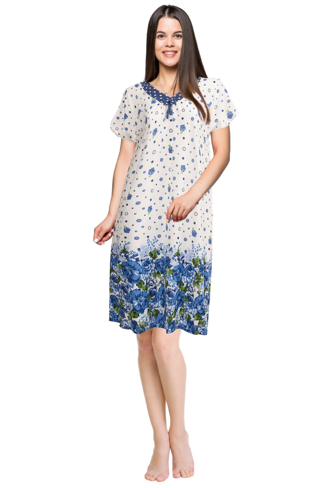 JEFFRICO Womens Nightgowns Short Sleeve Sleepwear Soft Pajama Dress Nightshirts
