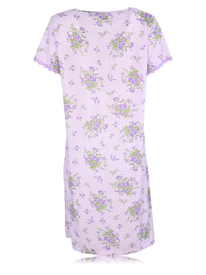 JEFFRICO Womens Nightgowns Short Sleeve Sleepwear Soft Pajama Dress Nightshirts