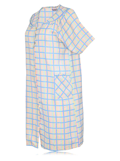 JEFFRICO House Dresses for Women with Pockets - Lightweight Breathable Short Sleeve Muumuu & Nightgowns - Snap Front Housecoat and Dusters for Women