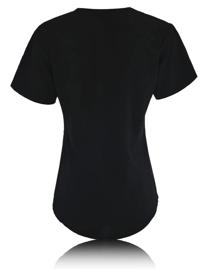 JEFFRICO Scrubs For Women Short Sleeve Zipper Front V-Neck Top 2 Pockets