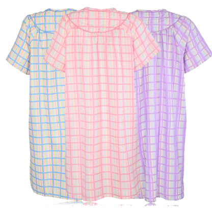 JEFFRICO 3 Pack House Dresses for Women with Pockets - Lightweight Breathable Short Sleeve Muumuu & Nightgowns - Dusters