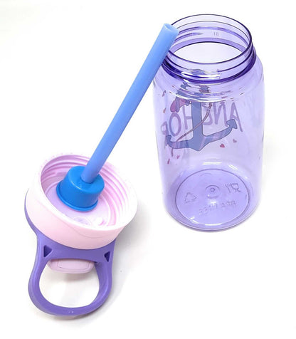 Kids Water Bottle 16 oz, BPA-Free Reusable Bottle with One-Click Flip Lid, Leak-Resistant