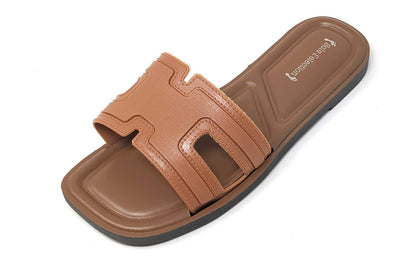 JEFFRICO Womens Slide Sandals Open Toe Flat Slip On Comfort Sandals Cushioned Insole Lightweight Casual Summer Sandals