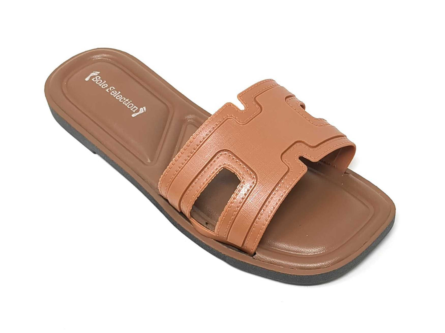 JEFFRICO Womens Slide Sandals Open Toe Flat Slip On Comfort Sandals Cushioned Insole Lightweight Casual Summer Sandals