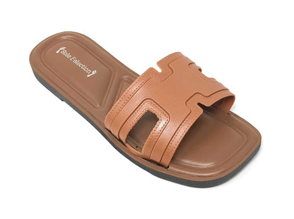 JEFFRICO Womens Slide Sandals Open Toe Flat Slip On Comfort Sandals Cushioned Insole Lightweight Casual Summer Sandals