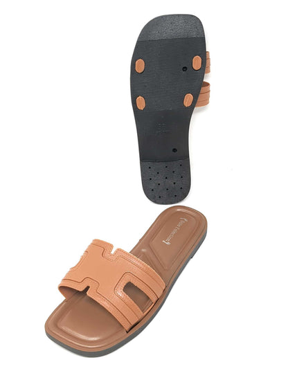 JEFFRICO Womens Slide Sandals Open Toe Flat Slip On Comfort Sandals Cushioned Insole Lightweight Casual Summer Sandals