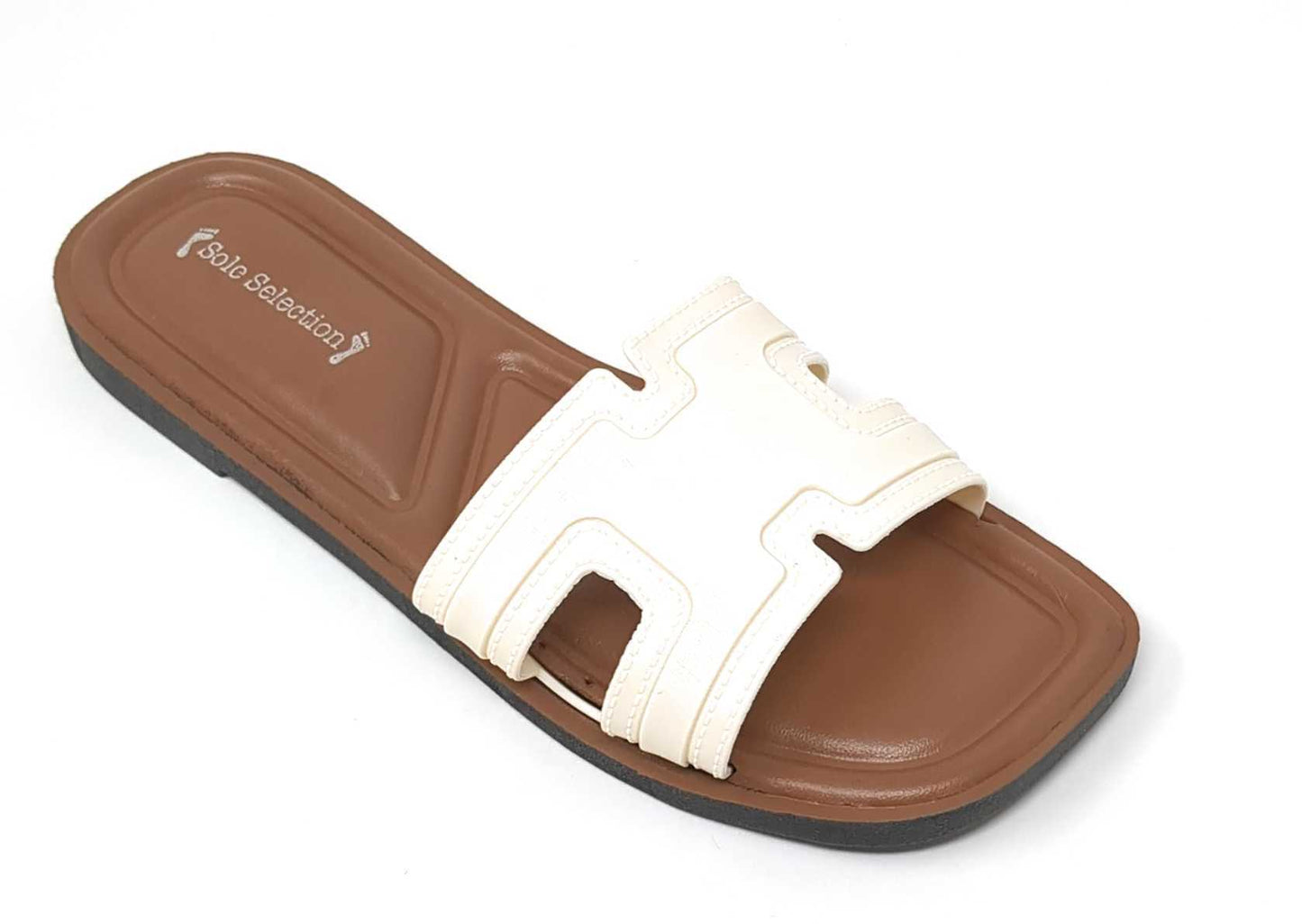 JEFFRICO Womens Slide Sandals Open Toe Flat Slip On Comfort Sandals Cushioned Insole Lightweight Casual Summer Sandals