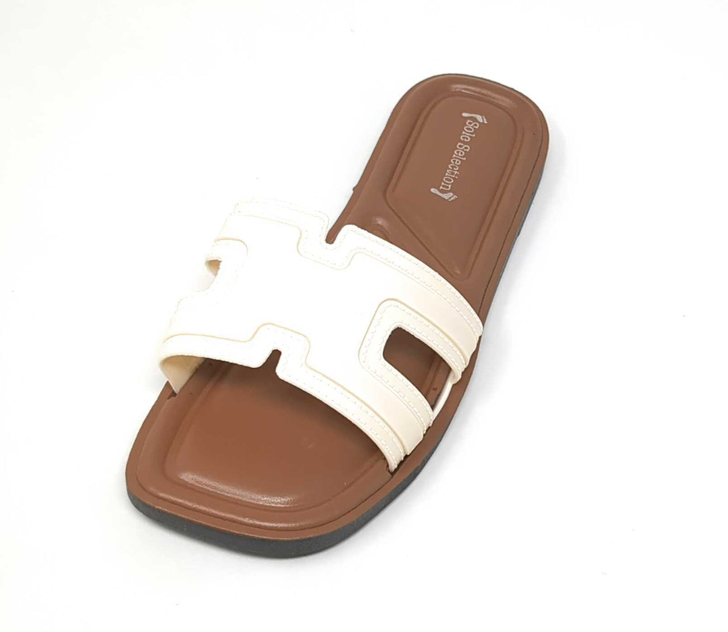 JEFFRICO Womens Slide Sandals Open Toe Flat Slip On Comfort Sandals Cushioned Insole Lightweight Casual Summer Sandals