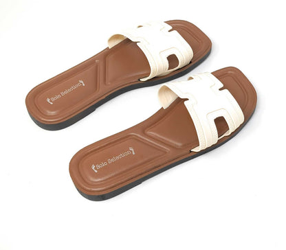 JEFFRICO Womens Slide Sandals Open Toe Flat Slip On Comfort Sandals Cushioned Insole Lightweight Casual Summer Sandals