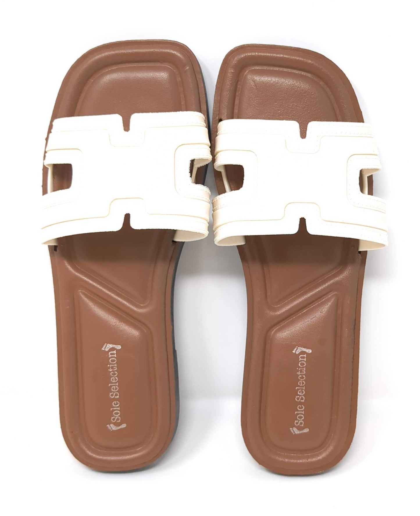 JEFFRICO Womens Slide Sandals Open Toe Flat Slip On Comfort Sandals Cushioned Insole Lightweight Casual Summer Sandals