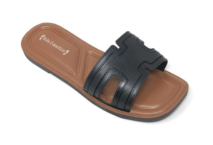JEFFRICO Womens Slide Sandals Open Toe Flat Slip On Comfort Sandals Cushioned Insole Lightweight Casual Summer Sandals