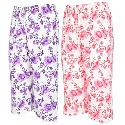 JEFFRICO Pajamas For Women 2 Pack Capri Set Sleepwear Soft Pajamas Short Sleeve Pajamas Sleepshirt With Capri Pants