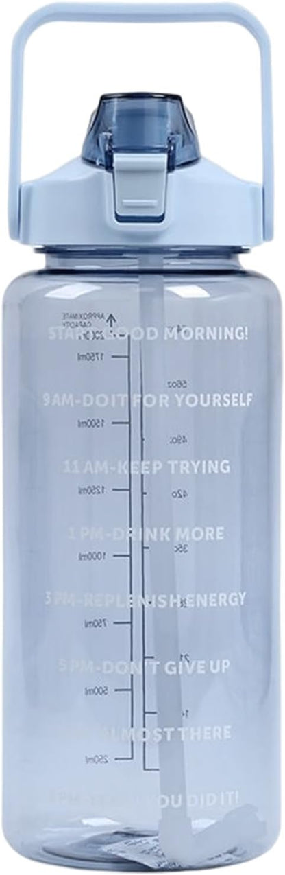 2 Liter BPA-Free Motivational Water Bottle with Time Markers, Flip-Top Lid and Carry Handle – Leakproof Reusable Bottle