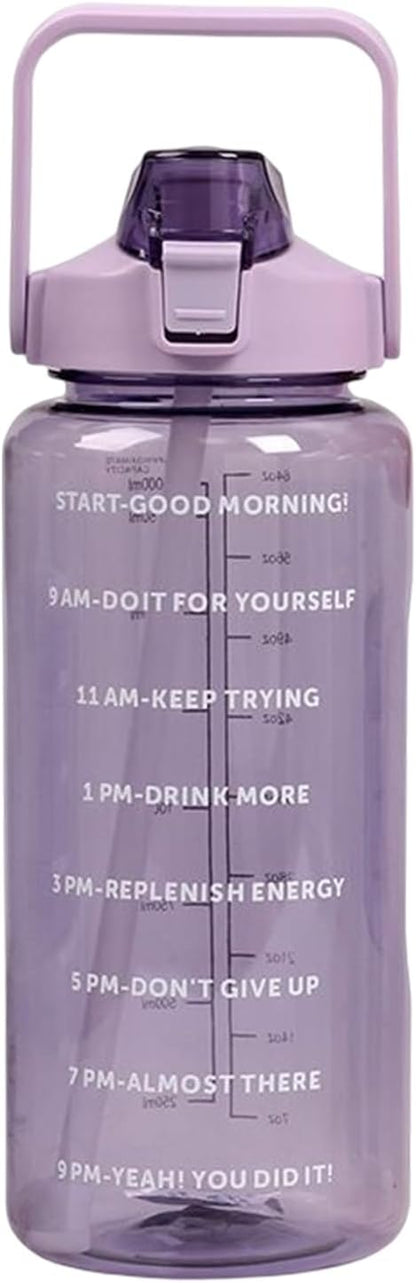 2 Liter BPA-Free Motivational Water Bottle with Time Markers, Flip-Top Lid and Carry Handle – Leakproof Reusable Bottle