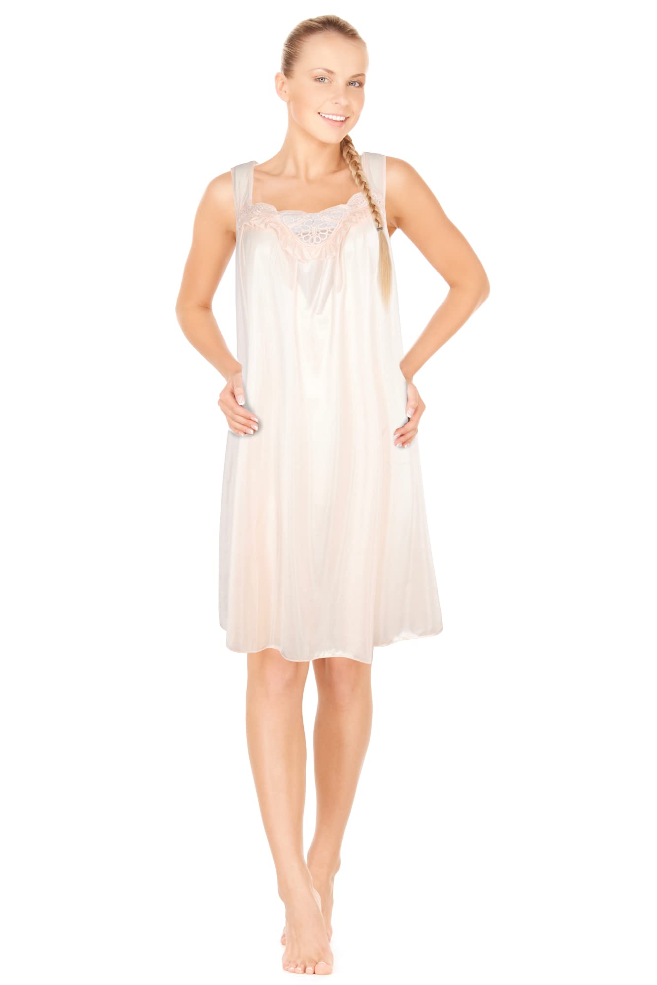 JEFFRICO Womens Sleeveless Nightgowns Sleepwear Soft Pajama Dress Nightshirts