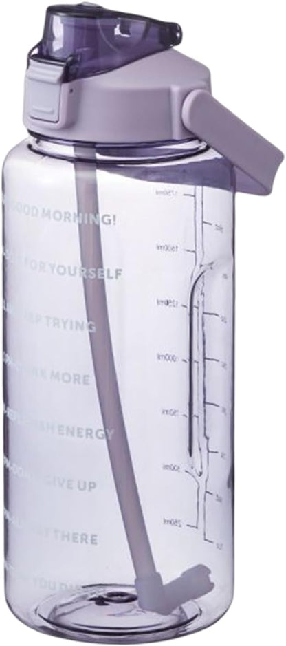2 Liter BPA-Free Motivational Water Bottle with Time Markers, Flip-Top Lid and Carry Handle – Leakproof Reusable Bottle