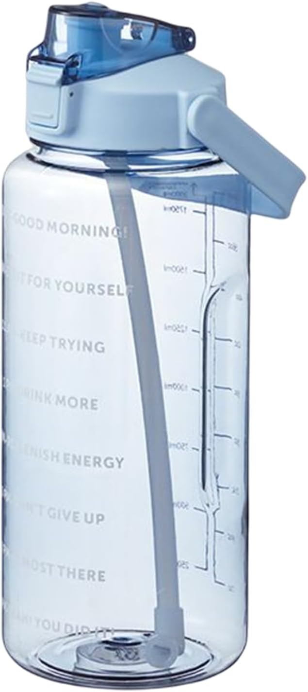 2 Liter BPA-Free Motivational Water Bottle with Time Markers, Flip-Top Lid and Carry Handle – Leakproof Reusable Bottle