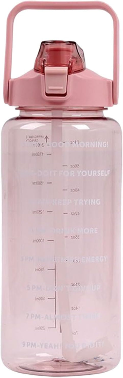 2 Liter BPA-Free Motivational Water Bottle with Time Markers, Flip-Top Lid and Carry Handle – Leakproof Reusable Bottle