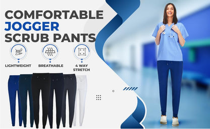 JEFFRICO Scrubs for Women Jogger Pants Lightweight Slim Fit 4 Way Stretch Soft Scrub Pants
