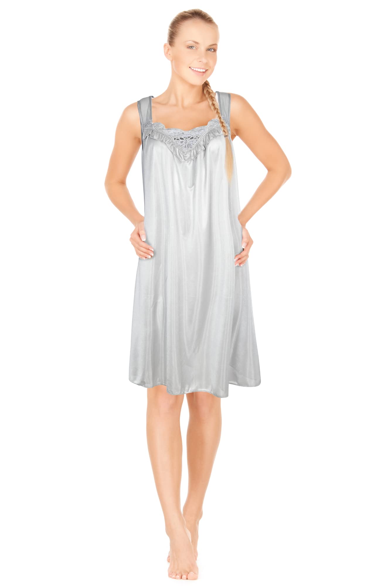 JEFFRICO Womens Sleeveless Nightgowns Sleepwear Soft Pajama Dress Nightshirts