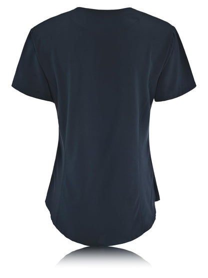 JEFFRICO Scrubs For Women Short Sleeve Zipper Front V-Neck Top 2 Pockets