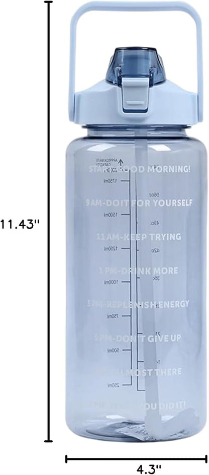2 Liter BPA-Free Motivational Water Bottle with Time Markers, Flip-Top Lid and Carry Handle – Leakproof Reusable Bottle