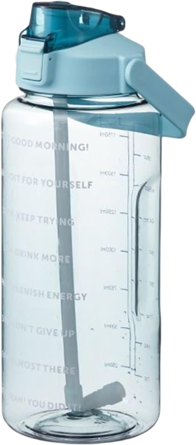 2 Liter BPA-Free Motivational Water Bottle with Time Markers, Flip-Top Lid and Carry Handle – Leakproof Reusable Bottle