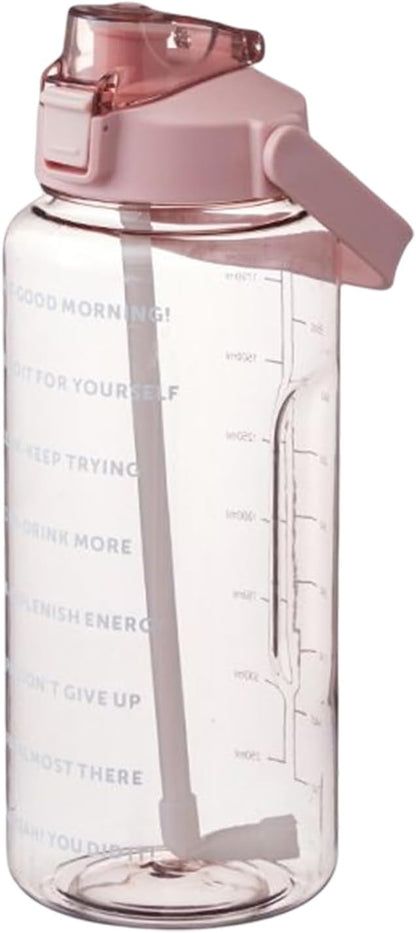2 Liter BPA-Free Motivational Water Bottle with Time Markers, Flip-Top Lid and Carry Handle – Leakproof Reusable Bottle