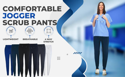 JEFFRICO Scrubs for Women Jogger Pants Lightweight Slim Fit 4 Way Stretch Soft Scrub Pants