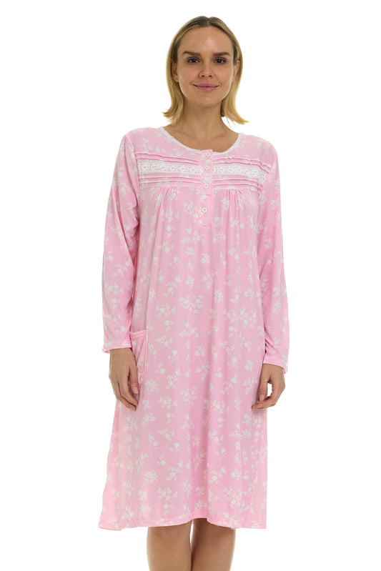 JEFFRICO Womens Long Sleeve Nightgowns Sleepwear Soft Pajama Dress Nightshirts
